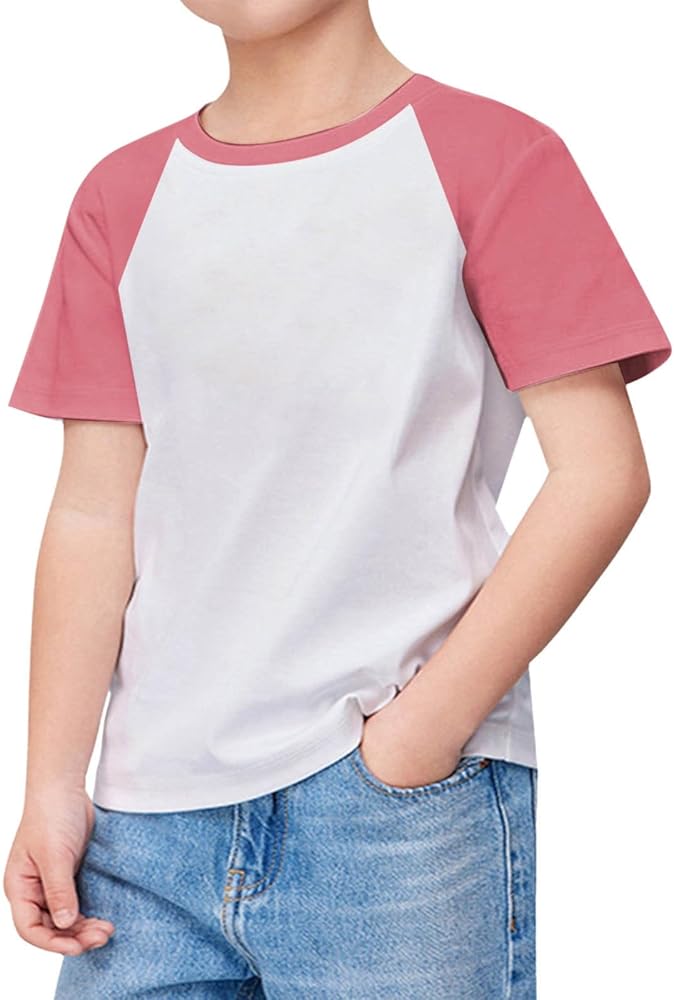 Boys Size 6 Shirts Kids Boys Girls Casual Short Sleeve Colorblock Oversized Round Neck Tee Shirt Tops