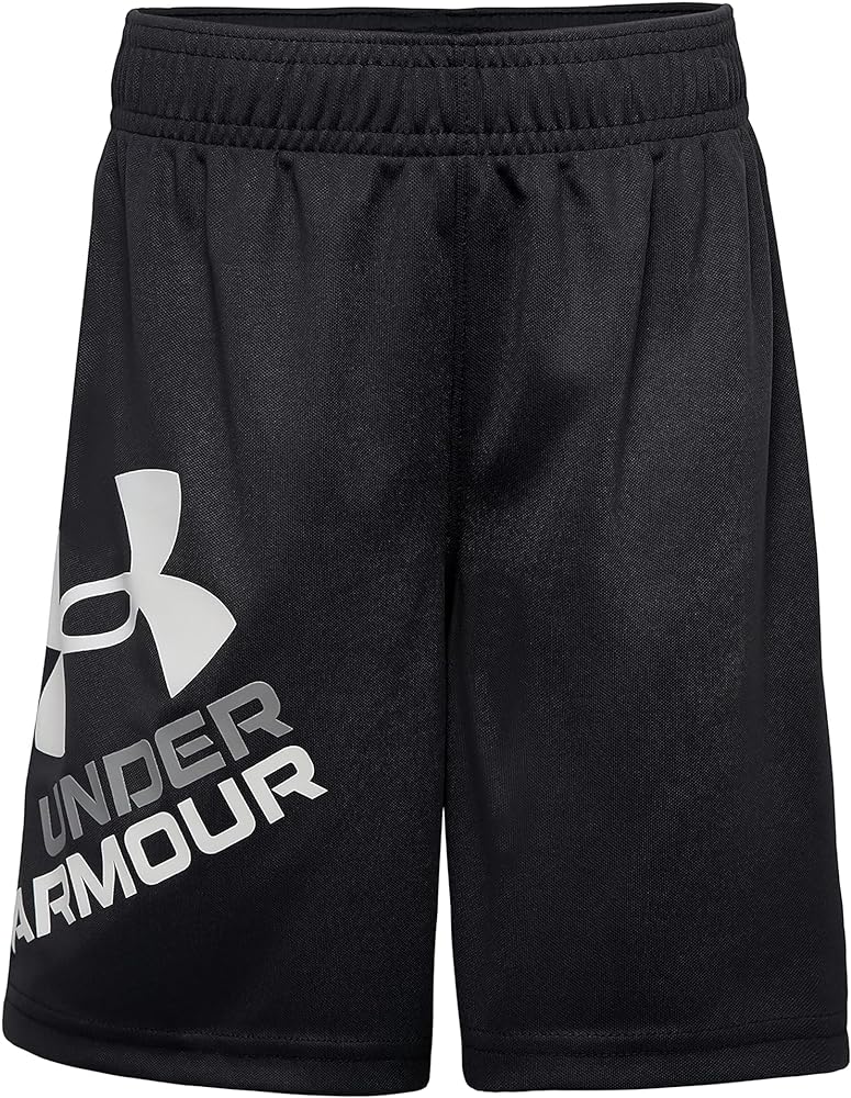 Under Armour Kids Prototype Logo Shorts for Toddler - Breathable Knit Fabric with Elasticized Waistband, Pull-On Style Black/White 3T Toddler One Size