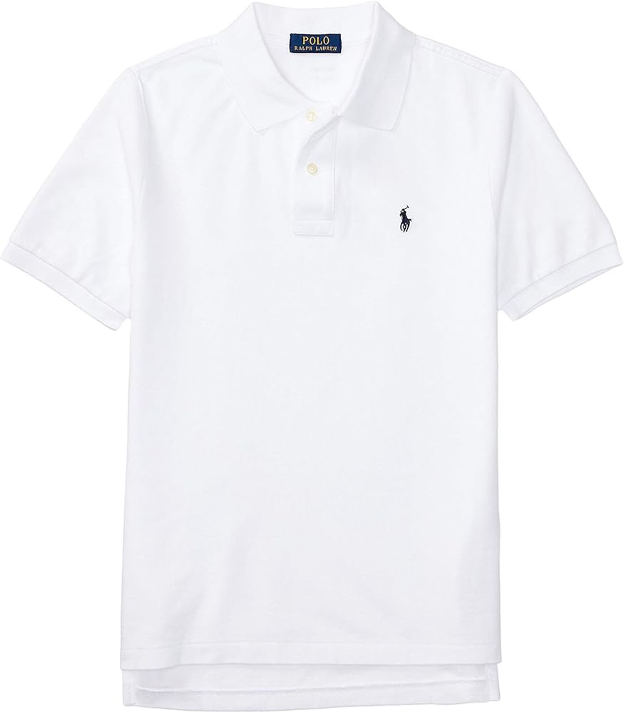 POLO RALPH LAUREN Kids Boy's Cotton Mesh Polo Shirt (Big Kids) White MD (10-12 Big Kids)