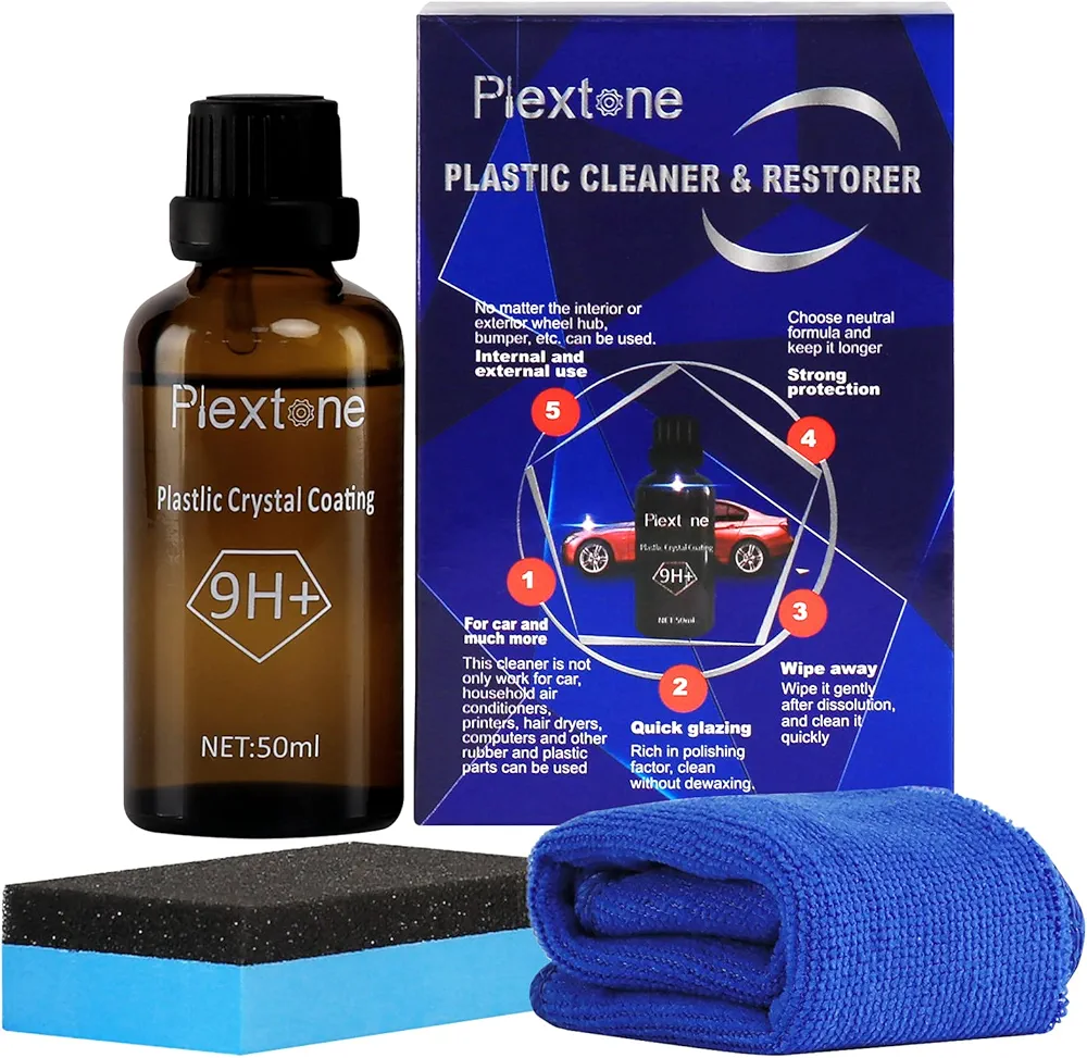 Plastic Cleaner & Restorer, Plastic Polish, Car Plastic Restorer Prevents Drying & Aging, Plastic Care for Cars, Truck, Motorcycle