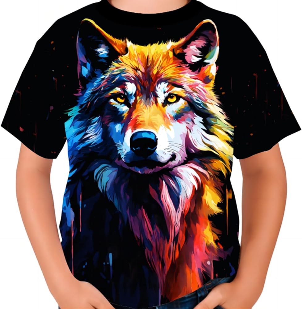 Boys Girls 3D Graphic Tees Unisex Short Sleeve T Shirt Novelty Neon Shirts for Boys 4-16 Years