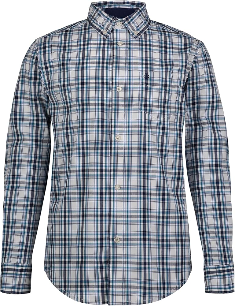 IZOD Boys' Long Sleeve Plaid Button-Down Dress Shirt