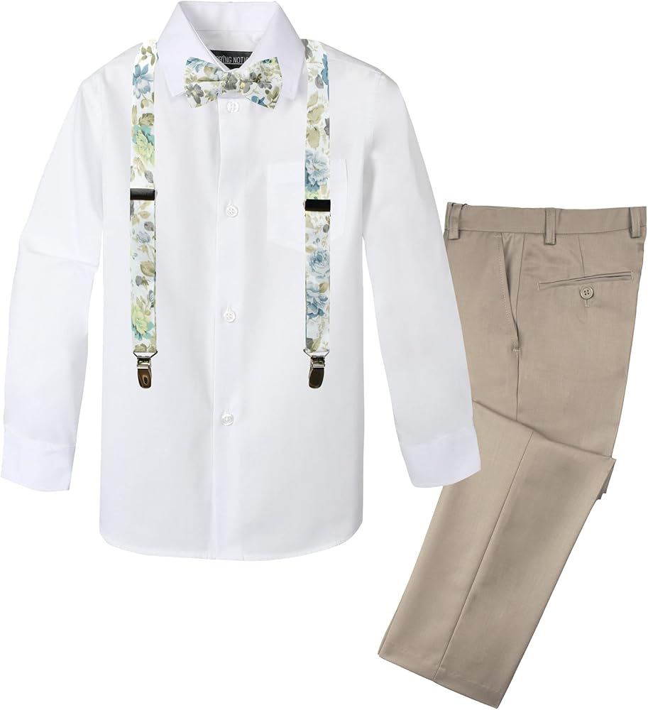 Spring Notion Boys' 4-Piece Floral Suspenders Outfit