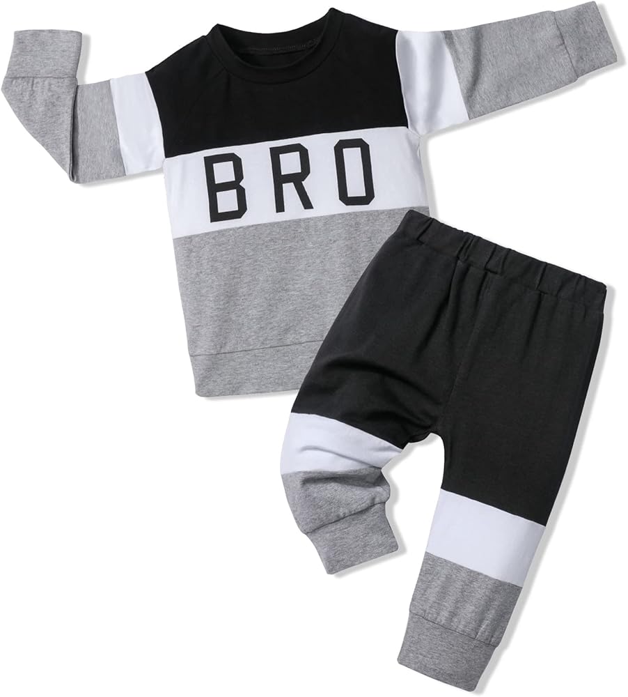 Toddler Boy Clothes Fall Outfits,Contrast Boys Sweatshirts and Jogger Pants 2Pcs Fashion Boys Clothing Sets