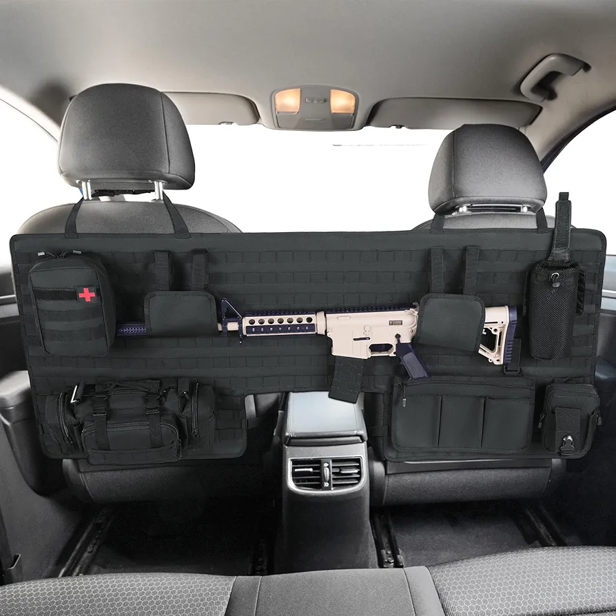 HOMBYS Tactical Seat Back Organizer,Molle Seat Back Organizer for Truck,Gun Rack for Truck,Car Seat Storage, Tactical Car Accessories,Durable Insert Panels with Pouches,Universal Fits