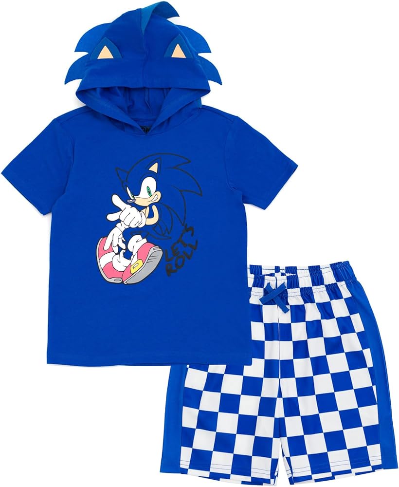 SEGA Sonic the Hedgehog Cosplay T-Shirt and Mesh Shorts Outfit Set Little Kid to Big Kid