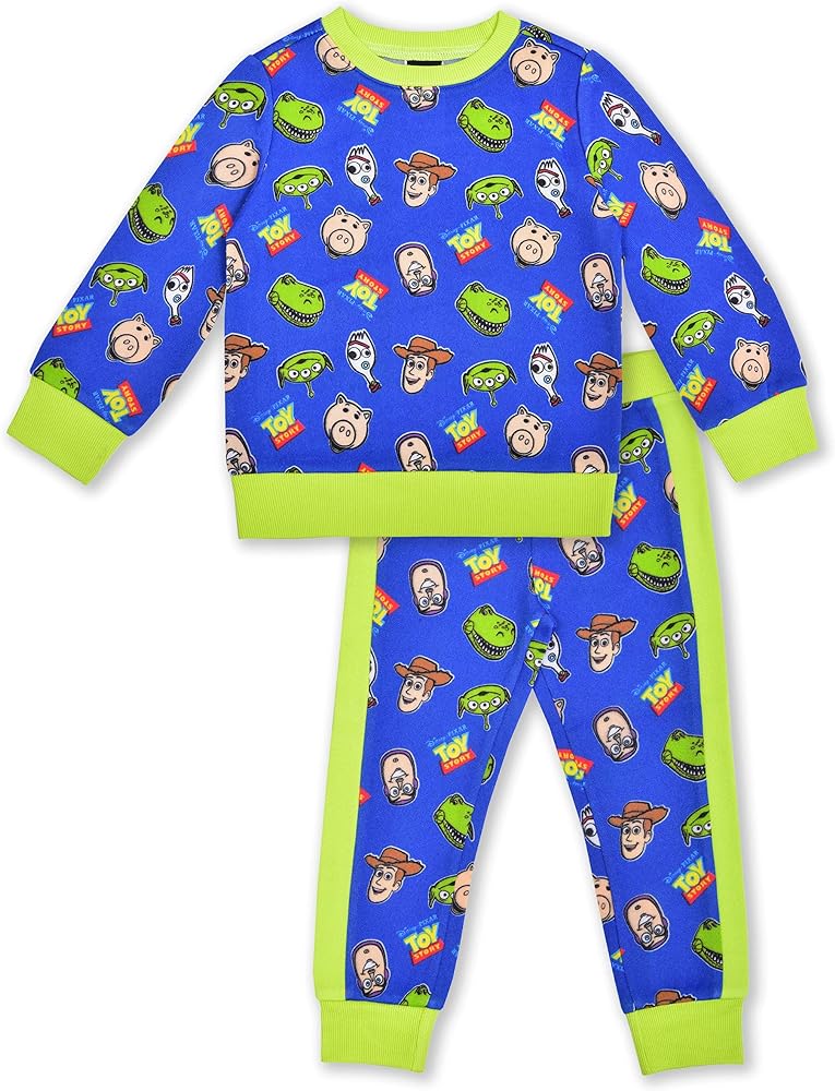 Disney Toy Story Buzz Lightyear, Woody, Rex and Forky Boys Sweatshirt and Pants Set for Toddler to Big Kids