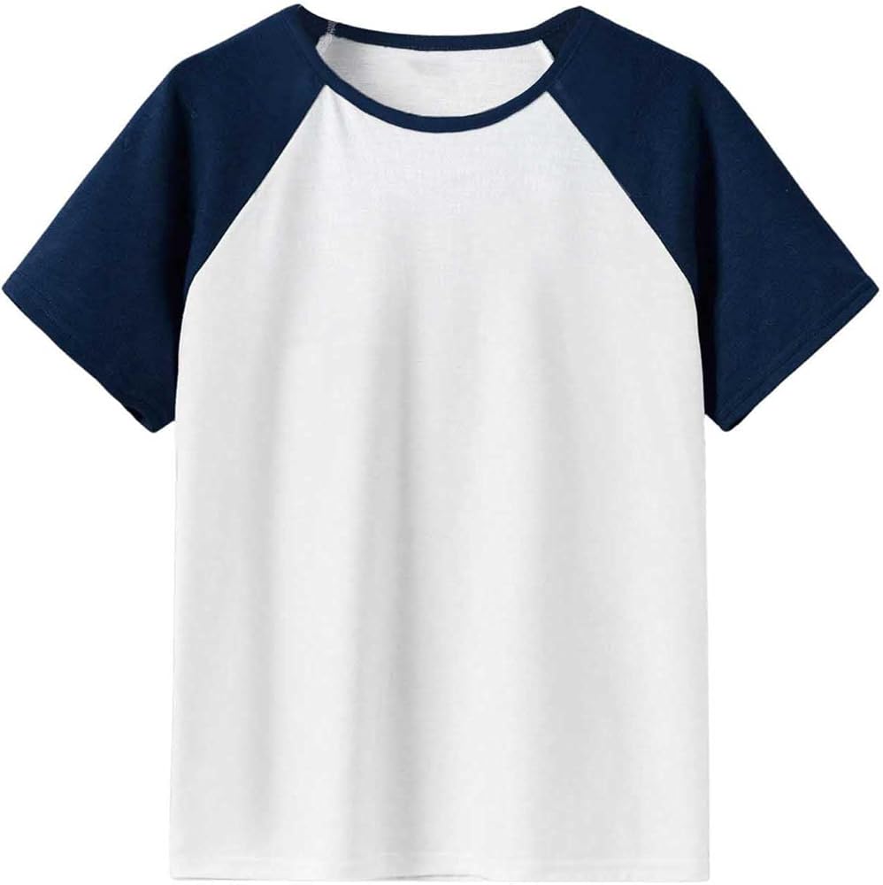 SweatyRocks Boy's Colorblock Short Raglan Sleeve Tee Shirt Round Neck Summer Tops