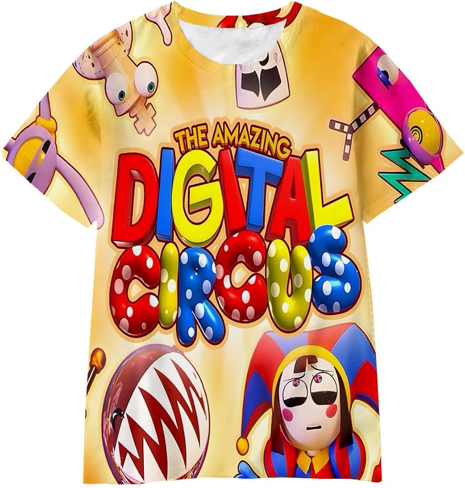 XTUEGF The Amazing Digital Circus Short Sleeve, Kids 3D Printed Crew Neck Top T-Shirt Teen Shirts Boys Girls