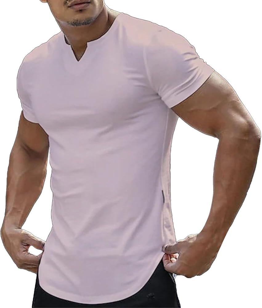 V Neck Tshirts Shirts for Men, Mens Henley Shirts Short Sleeve, Regular Fit Fashion Sport Basic Tee Shirts Top