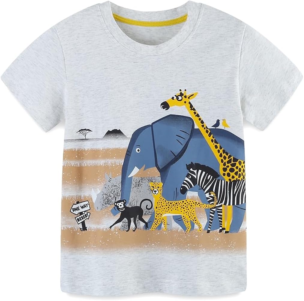 Valcatch Boys Summer Clothes Toddler and Little Boys Tops Cotton Casual Short Sleeve Animals Graphic T-Shirts for 2-7T Kids