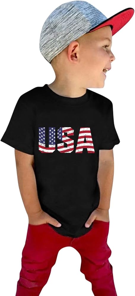 Shirts for Boys,Toddler Kids Boys Girls 4th of July Summer Short Sleeve Independence Day T Shirt Tee Tops 1-6 Years