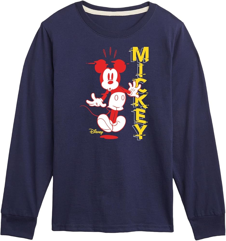 Disney Characters - Mickey & Friends - Surprised Mickey - Glitch Name - Toddler and Youth Long Sleeve Graphic T-Shirt