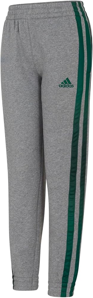 adidas Boys' Big Youth Core Linear Jogger (Large, Medium Grey Heather with Green)