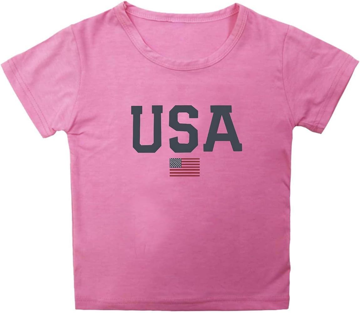 Boys Girls 4th of July T-Shirt American Flag Patriotic Short Sleeve Shirt Kids Independence Day Tee Tops