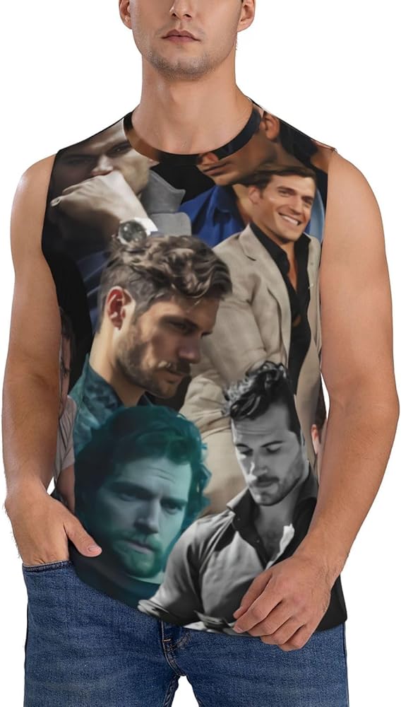 Henry Cavill Tank Top Man's Summer Casual Novelty Polyester Sleeveless Tee Shirts for Men