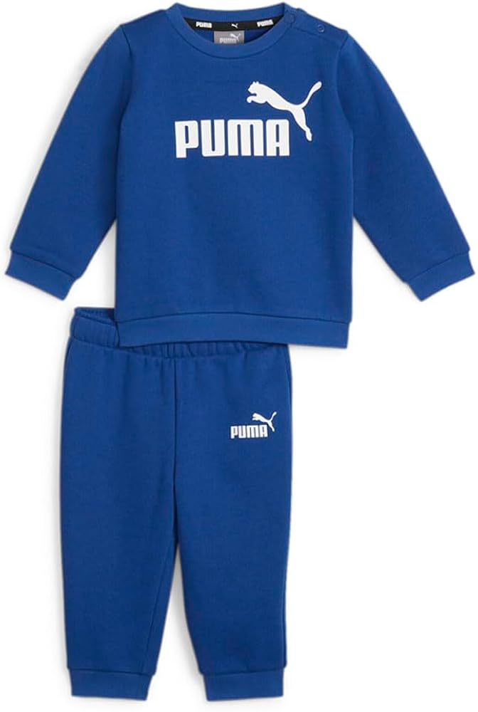 Puma Toddler Boys Two-Piece Minicats Essentials Crew Neck Sweatshirt & Jogger Set Athletic Tops Casual - Blue - Size 18 Months