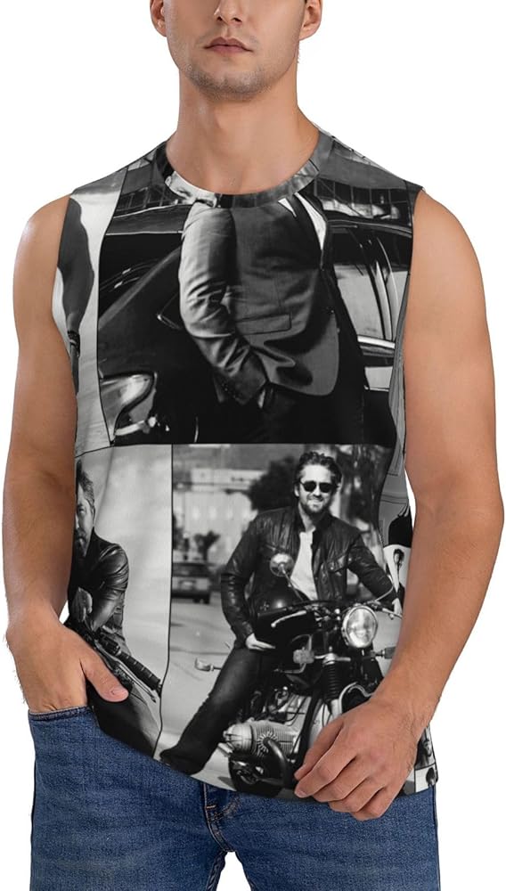 Gerard Butler Tank Top Boys Summer Casual Novelty Polyester Sleeveless Tee Shirts for Men