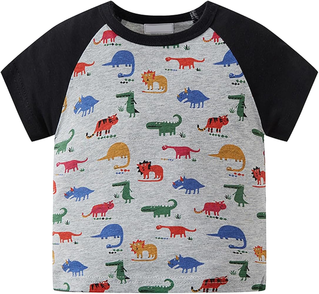 Summer Toddler Boys Short Sleeve Cartoon Letter Prints T Shirt Tops Boy Top Size 8