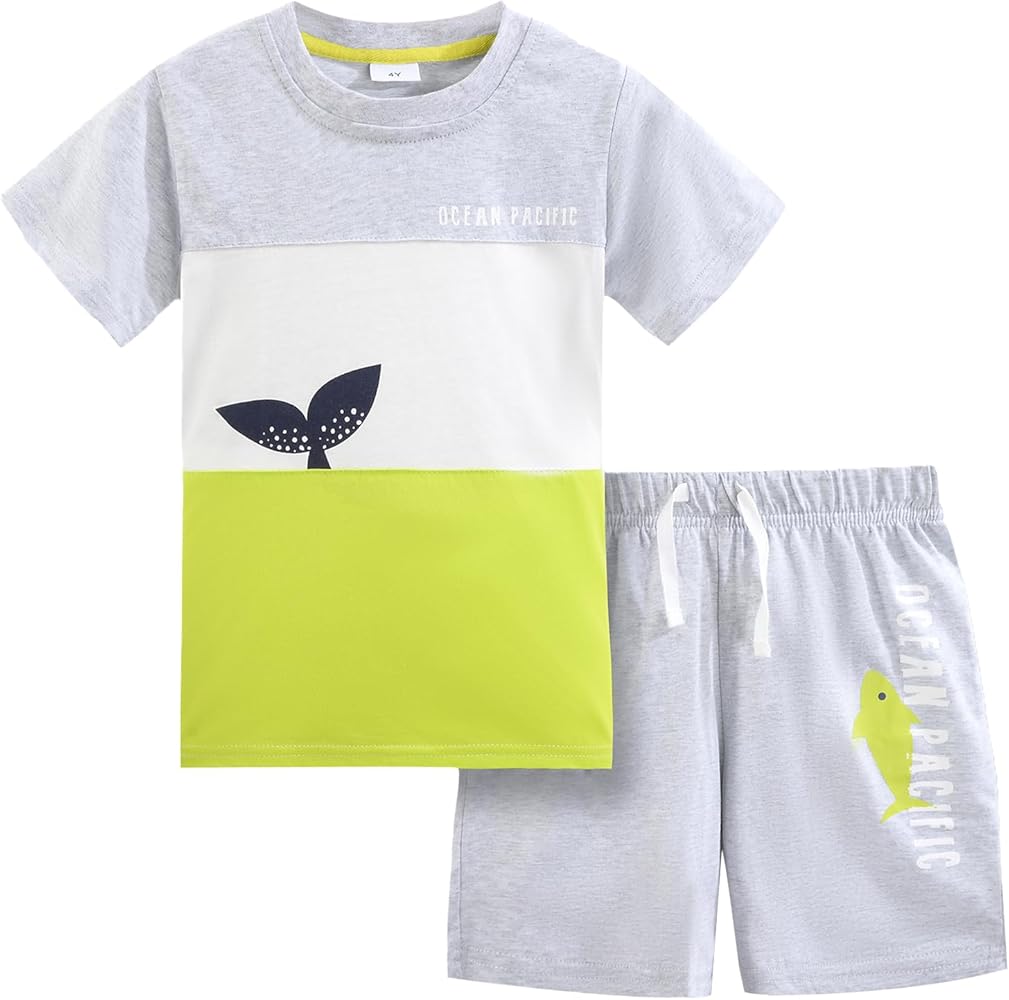 Bumeex Toddler Boys Cotton Short Sleeve T-shirt and French Terry Cargo Shorts Set