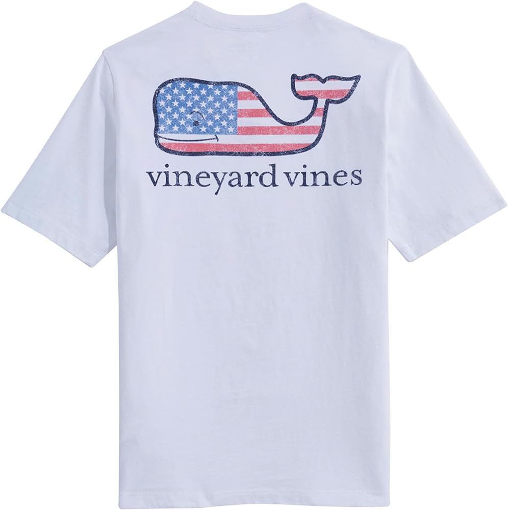 vineyard vines Boys' Flag Whale Short Sleeve Pocket Tee