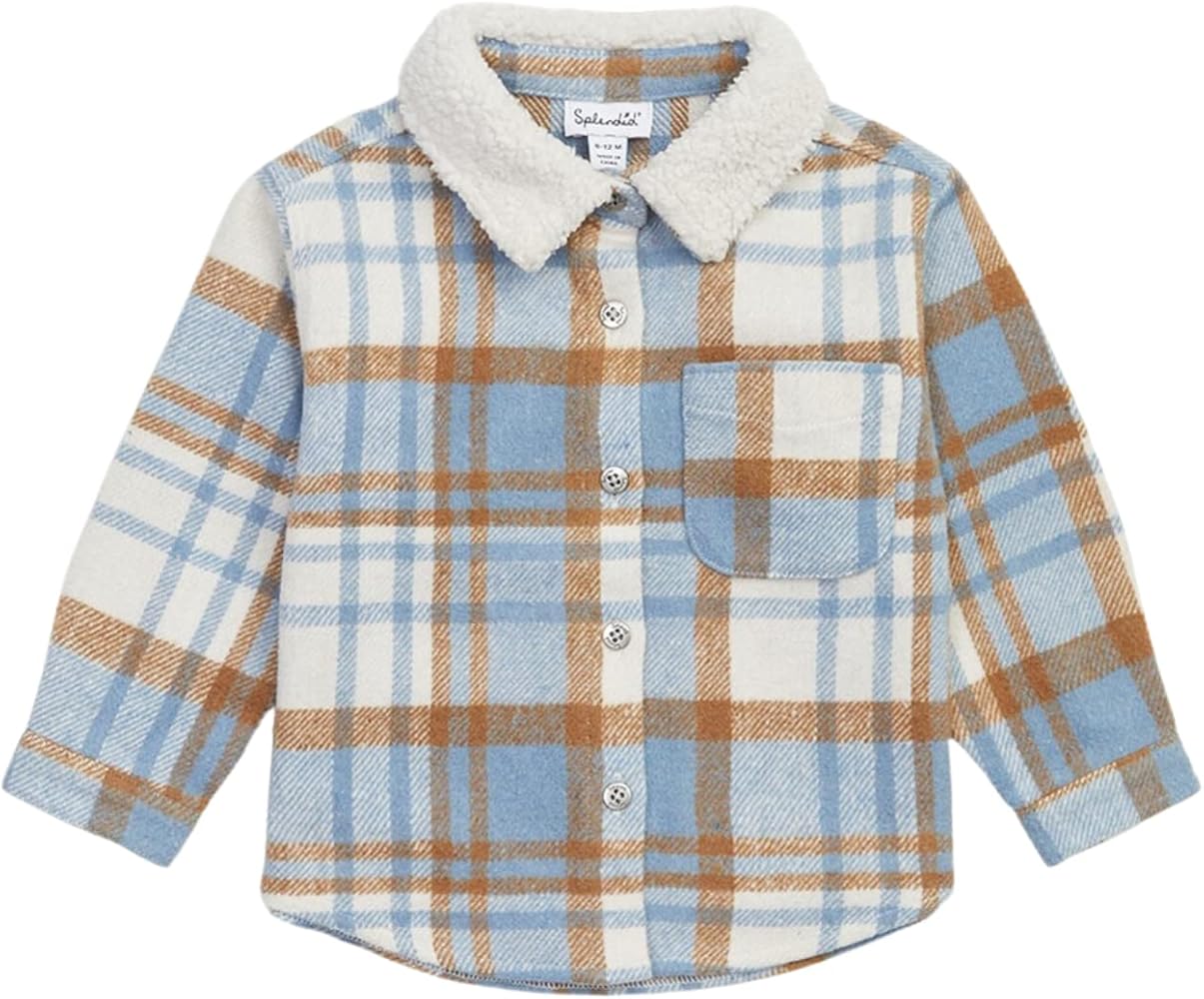 Splendid Boys' Sherpa Collar Flannel Shacket