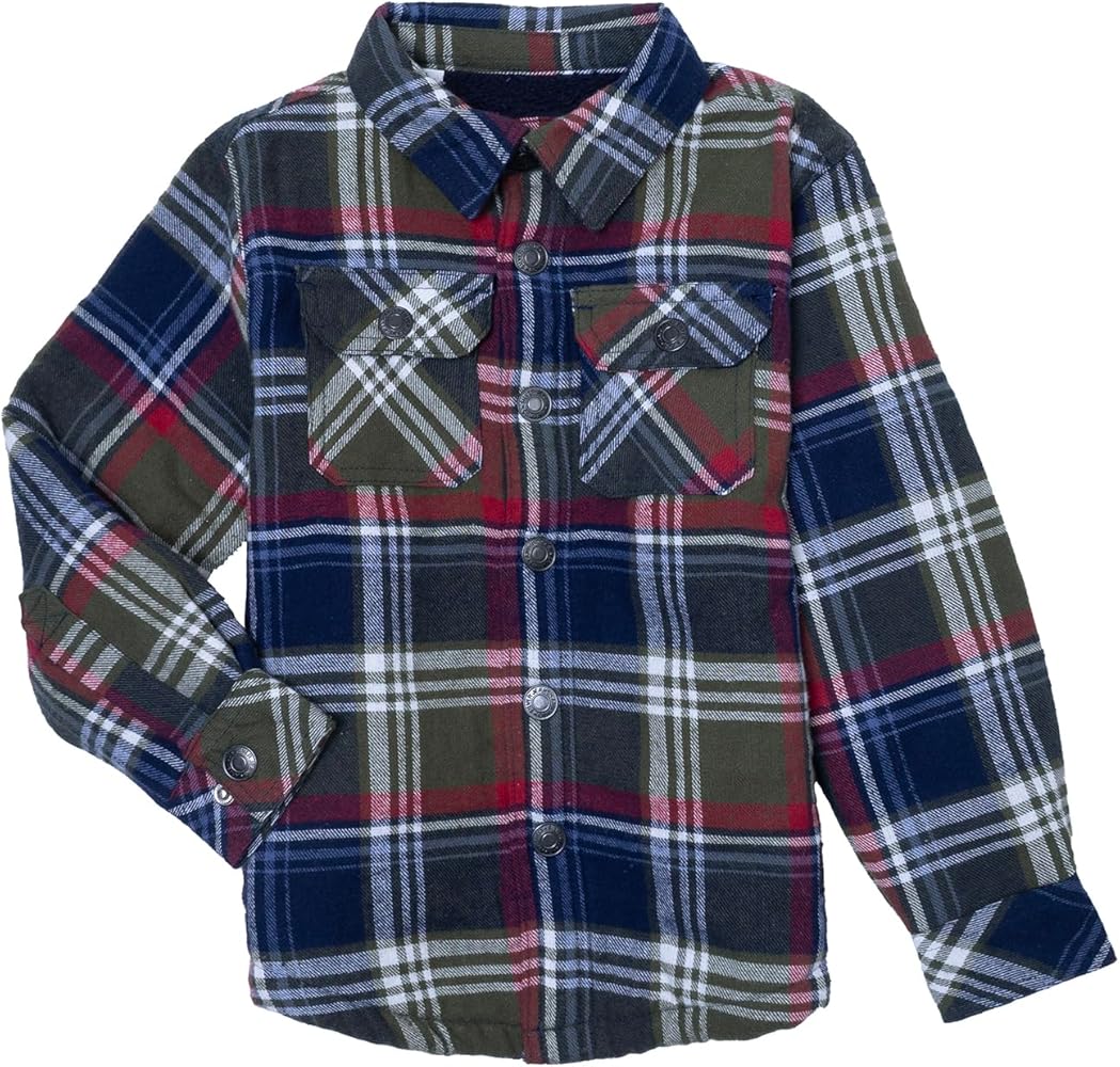 Silver Jeans Co. Boys' Plaid Jacket with Sherpa Lining