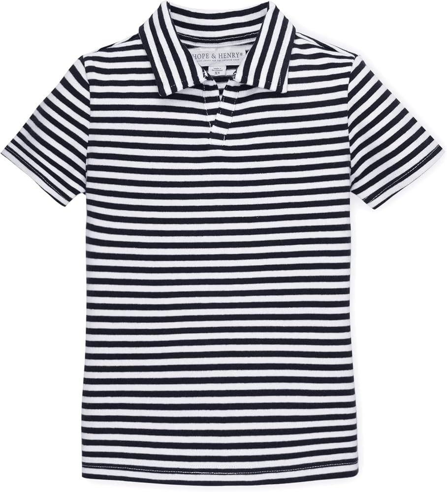 Hope & Henry Boys' Micro Stripe Jersey Short Sleeve Polo Shirt