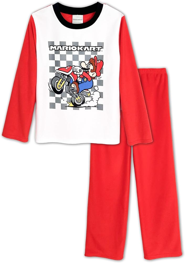 Super Mario Boys Pajama Set - 2 Piece Pajama Set with Long Sleeve Top and Pants - Kids & Toddler Pajamas - Official Product