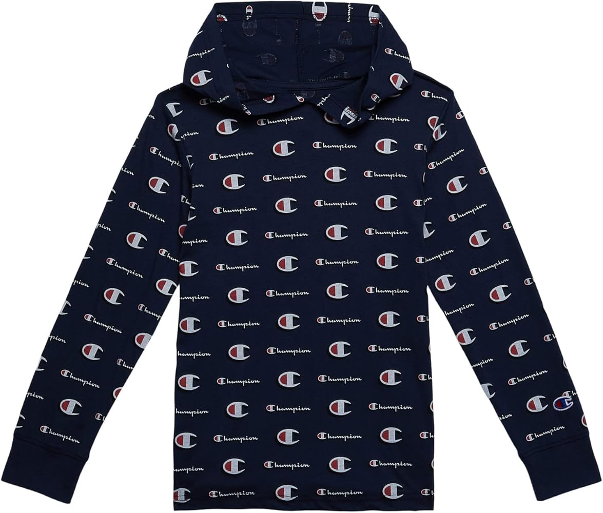 Champion Boy's All Over Print Hooded Long Sleeve Tee (Big Kids)