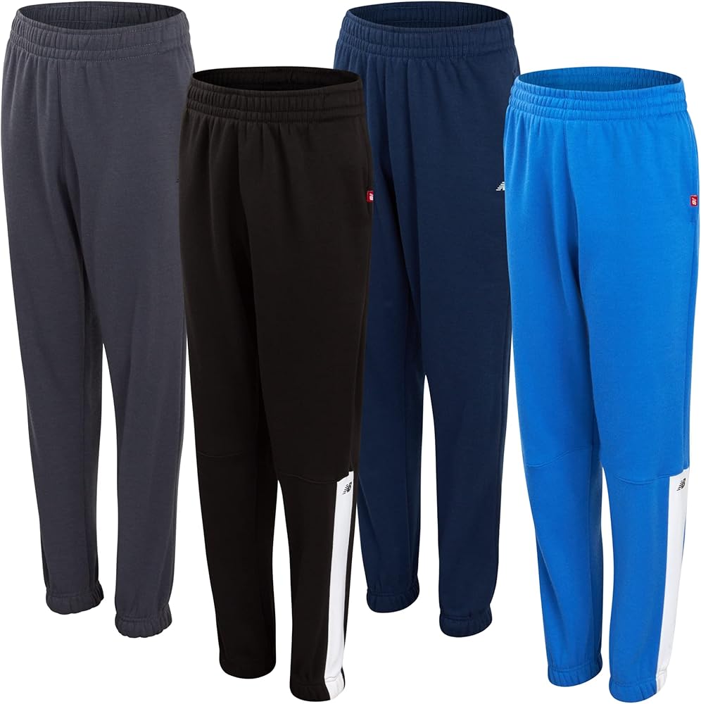 New Balance Boys' Fleece Jogger Sweatpants (4 Pack)