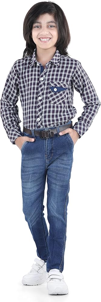 AJ DEZINES Kids Regular Fit Shirt and Jeans Clothing Set for Boys