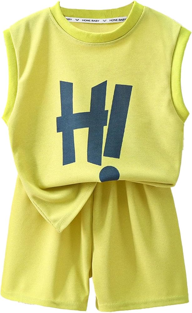 Boys Kids Clothes Sets Sleeveless T-shirt and Shorts 2 Piece Cotton Outfit