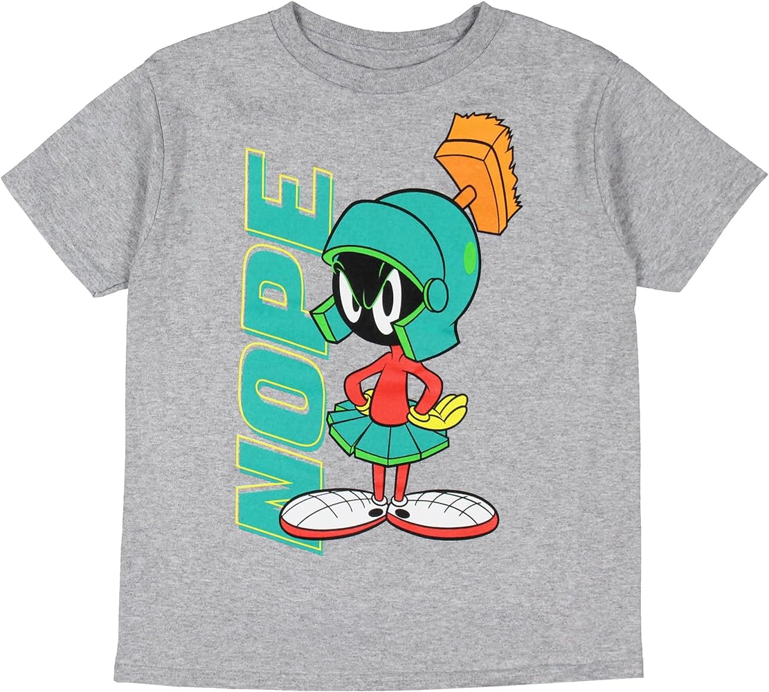 Looney Tunes Boys' Marvin The Martian Character Nope T-Shirt Top Crewneck