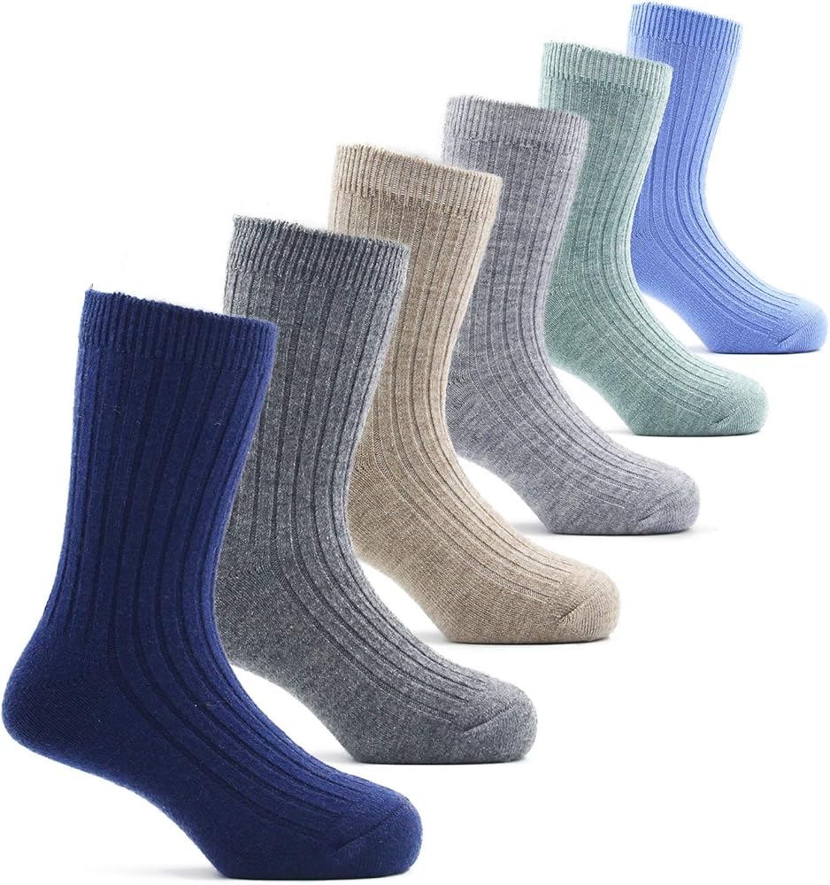 Boys Wool Socks Kids Winter Warm Socks Thermal Crew Socks for Boys 6 Pack