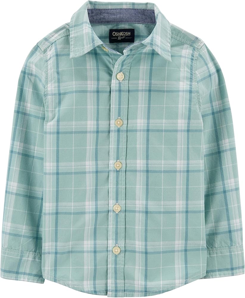 OshKosh B'Gosh Boys' Long-Sleeve Button-Down Shirt, Patina Plaid, 2T