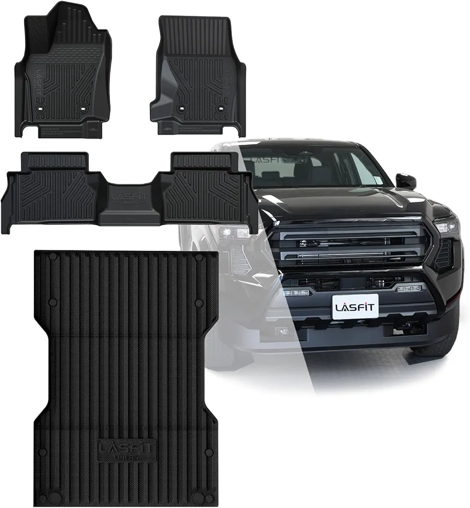 LASFIT Bed Mat for Toyota Tacoma 2024 Truck Bed, All Weather Trunk Mat for Toyota Tacoma Accessories 6ft Cargo Mat, TPE Heavy Duty Car Trunk Mat&Cargo Liner, Black