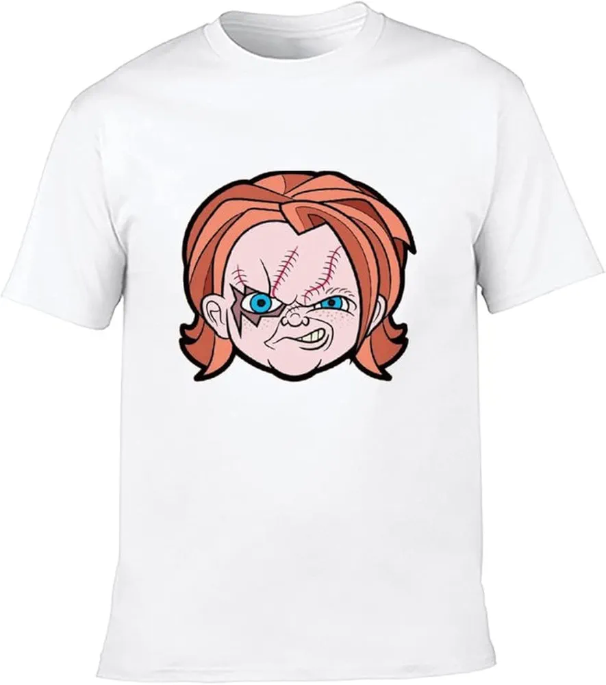 Boys Girls Chucky Kids T-Shirts Cotton Casual Short Sleeve Top White-Style-7 L