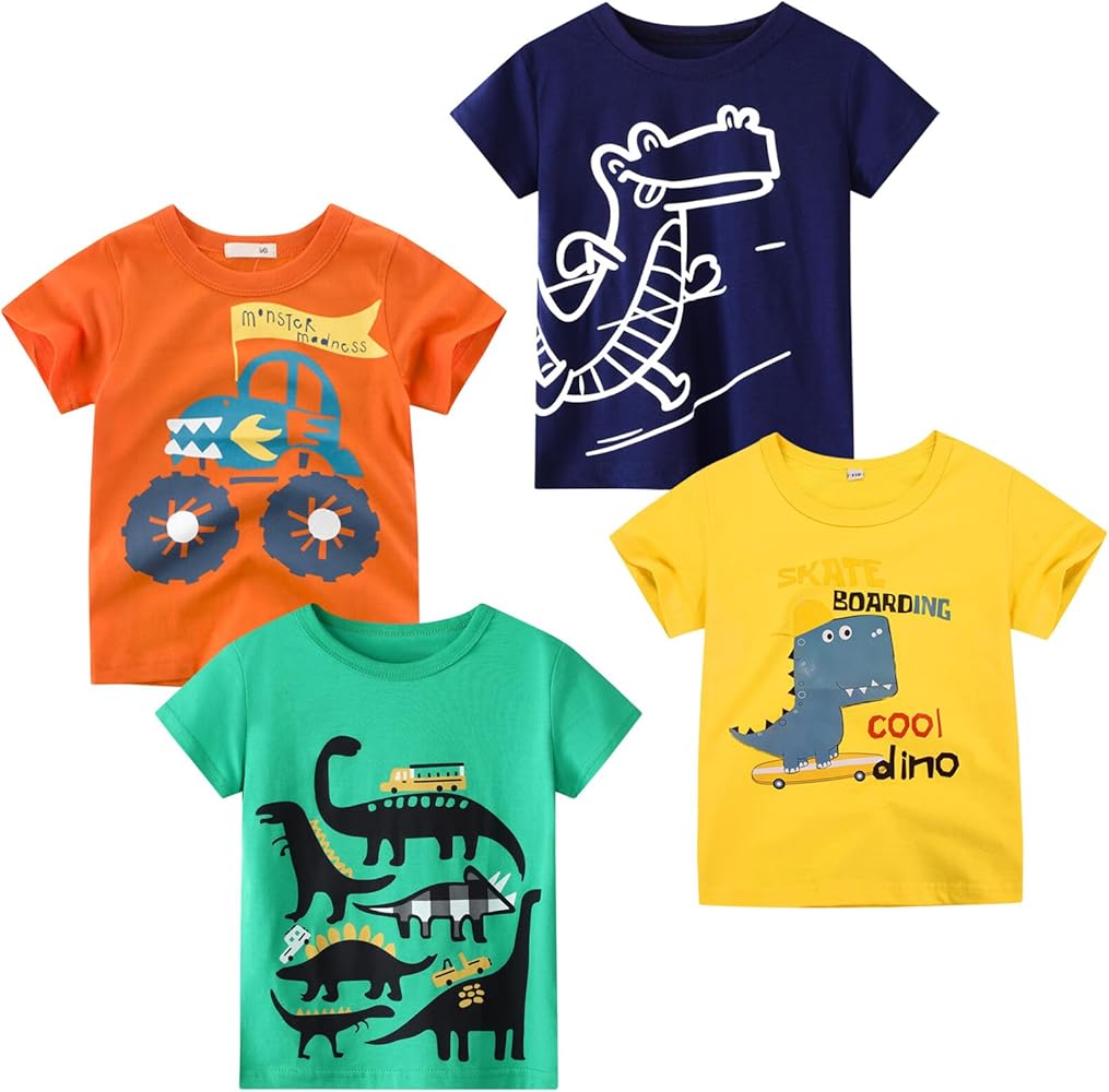 Boys' 1-Pack Short Sleeve Crewneck T-Shirts Top Tee Size 2-7 Years Toddler Boys' Value Pack Cotton T-Shirt