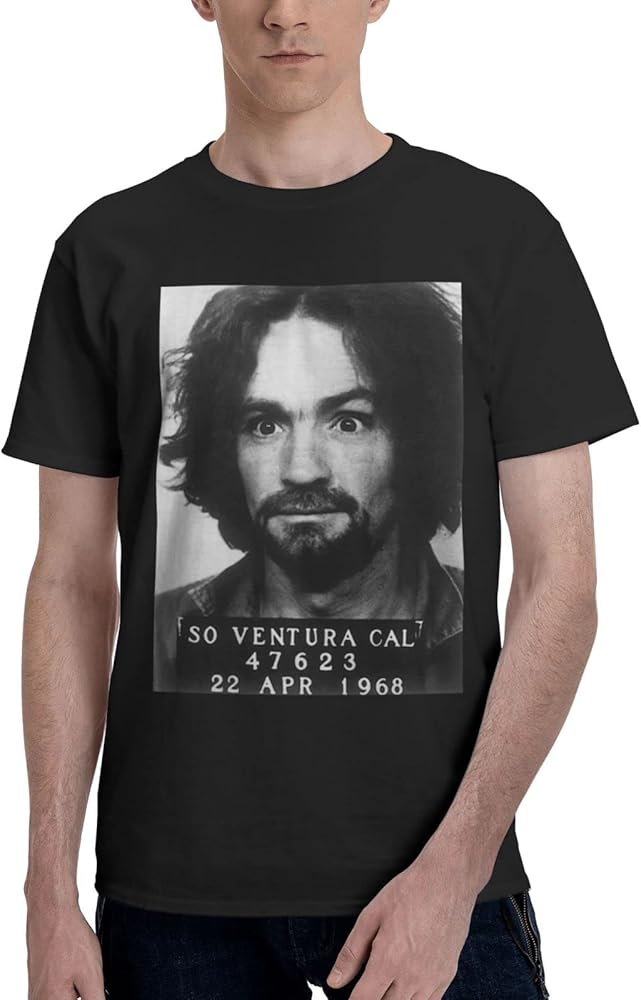 Charles Manson T Shirt Mens Summer Comfortable Fit Soft Short Sleeve O-Neck Basic Tee Tops