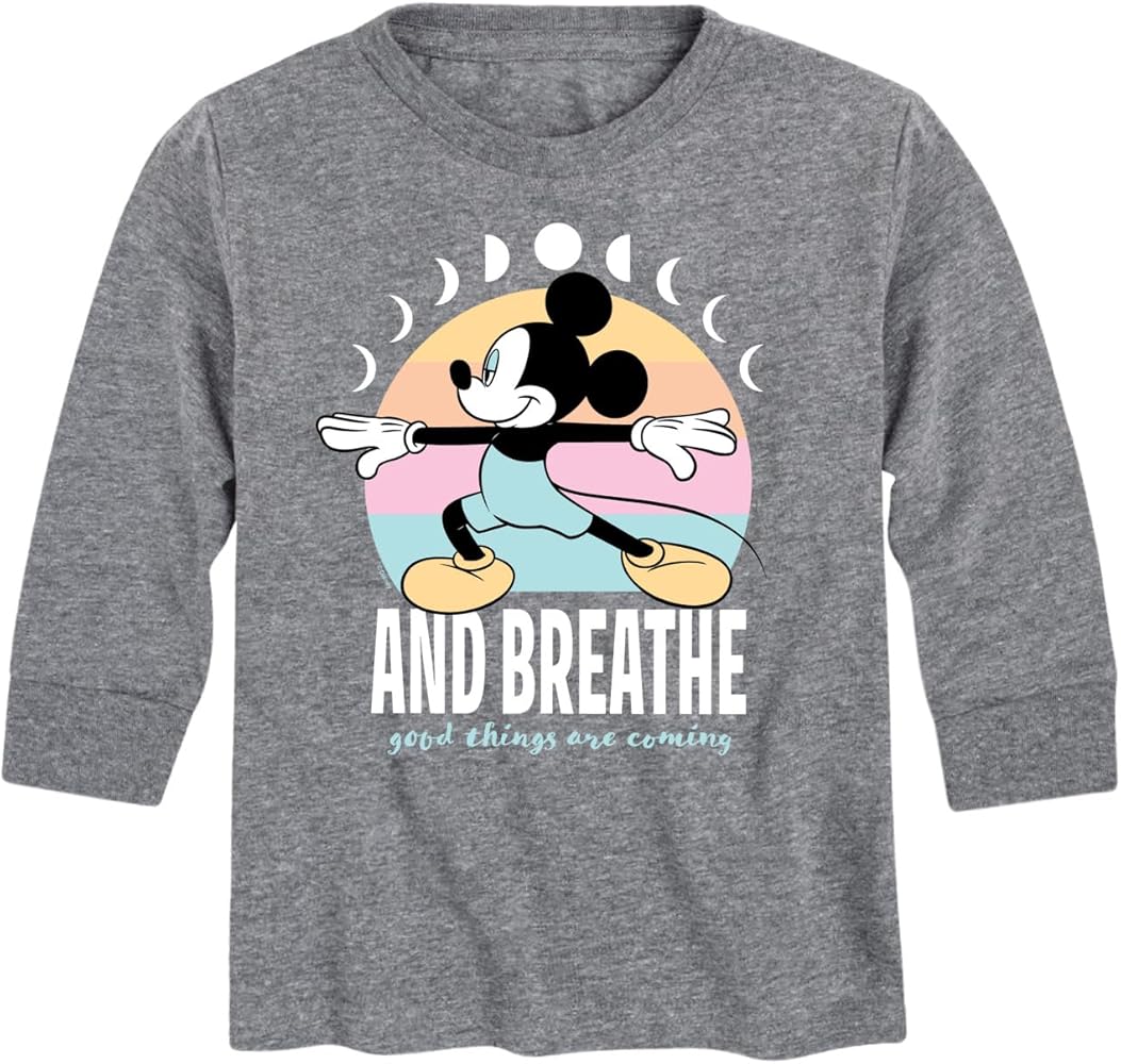 Disney Mickey & Friends - Mickey and Breathe - Toddler and Youth Long Sleeve Graphic T-Shirt