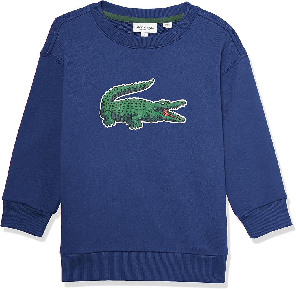 Lacoste Kids' Embroidered Croc Crewneck Fleece Sweatshirt