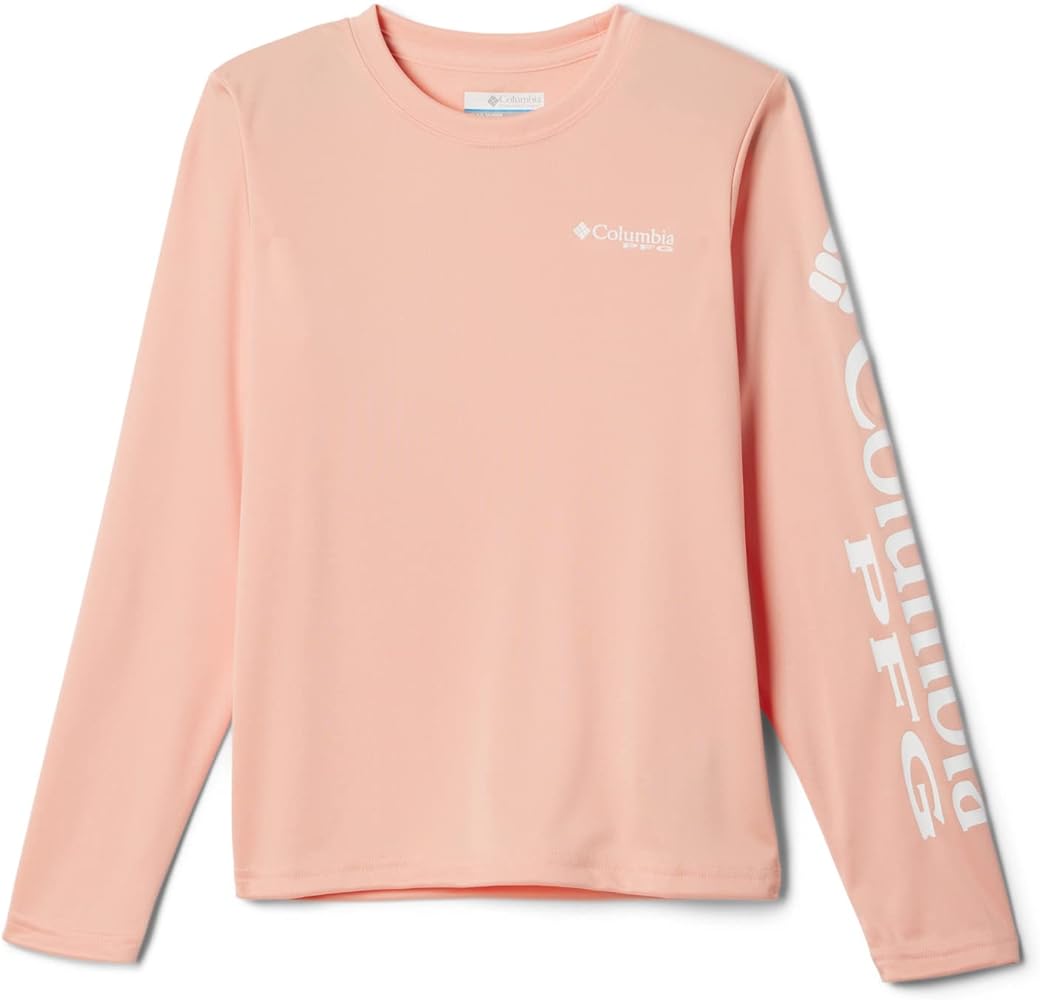 Columbia Big Boys Terminal Tackle Long Sleeve Tee, Light Coral/White Logo, Large