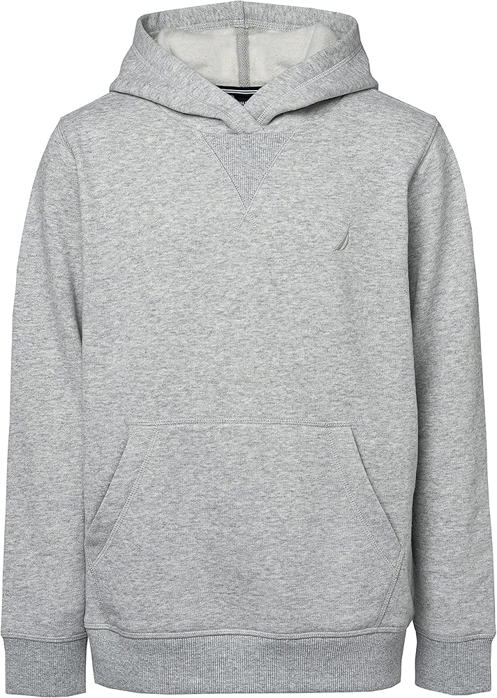 Nautica Boys' Pullover Hoodie Sweatshirt, Signature Logo Design, Kangaroo Pockets, Made with Lightweight Fleece