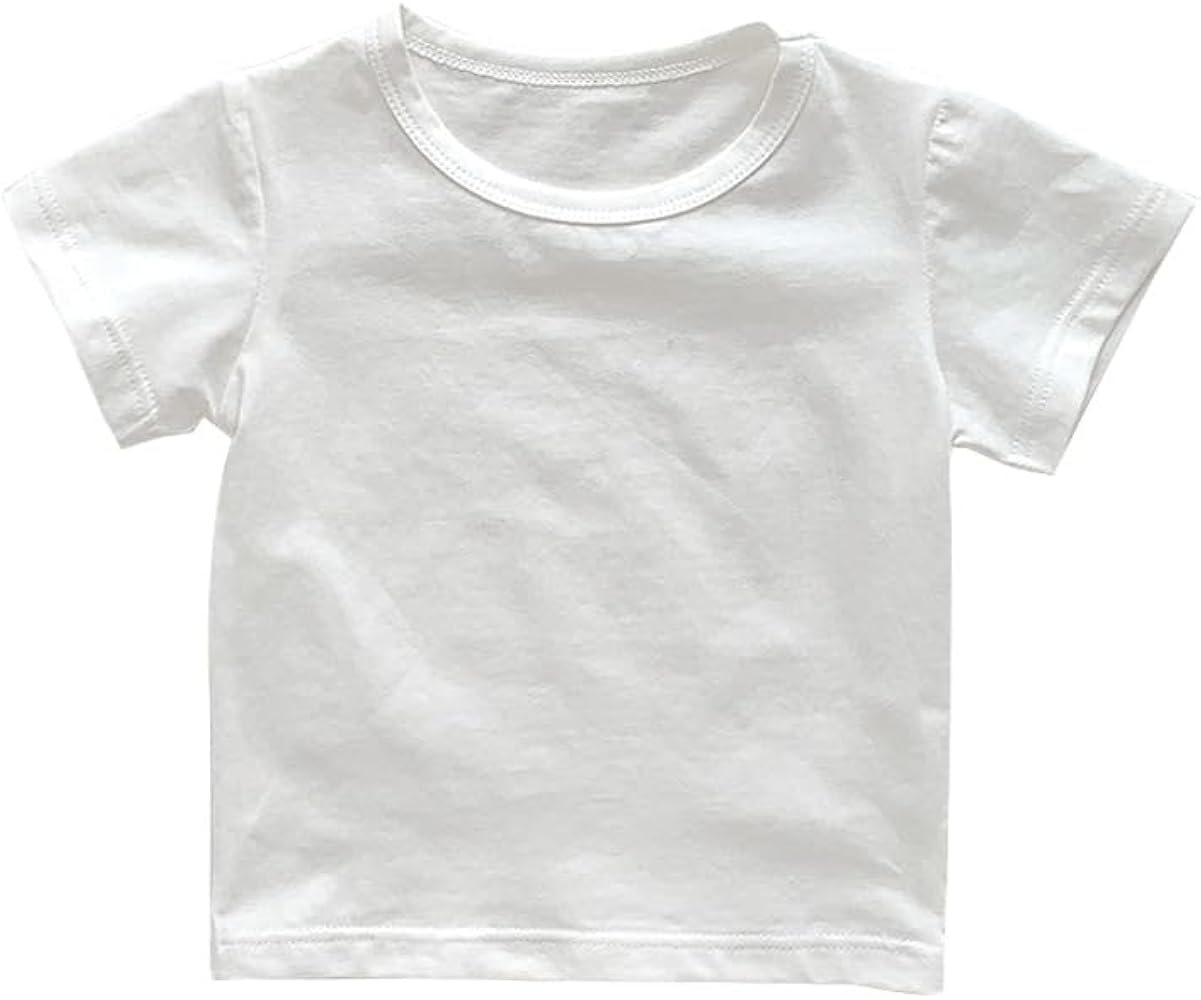 Unisex Summer Casual Comfort Daily Wear Short Sleeve T-Shirt Toddler Girls Boys Classic Solid Color Tops Tees