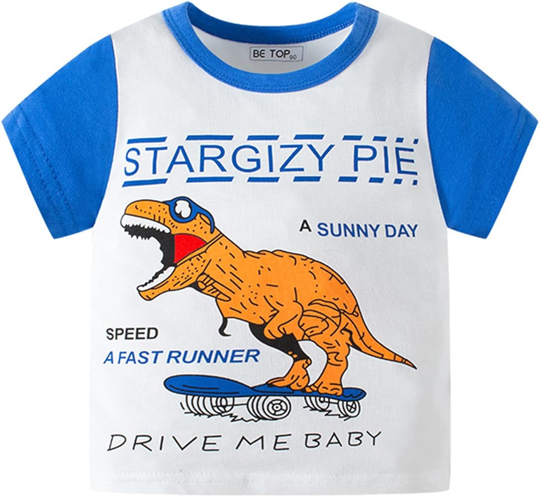 Toddler Kids Baby Boys Girls Summer Cartoon Dinosaur Short Sleeve Crewneck T Shirts Tops Tee Clothes Boys Shirt Size