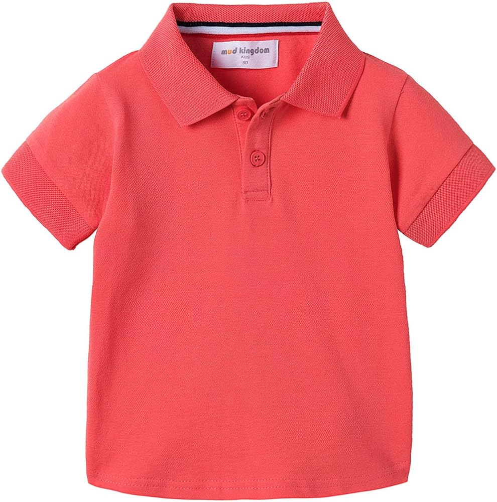 Mud Kingdom Boys Pique Polo Shirts for Toddler Short Sleeve Stripe Plain 1-9 Years