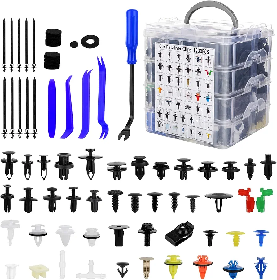 1365Pcs Car Push Retainer Clips Body Clips Plastic Fasteners Kit Fender Rivet Clips 44 Most Popular Sizes Nylon Auto Push Pin Rivets Set for Toyota GM Ford Honda Acura Chrysler,Blue