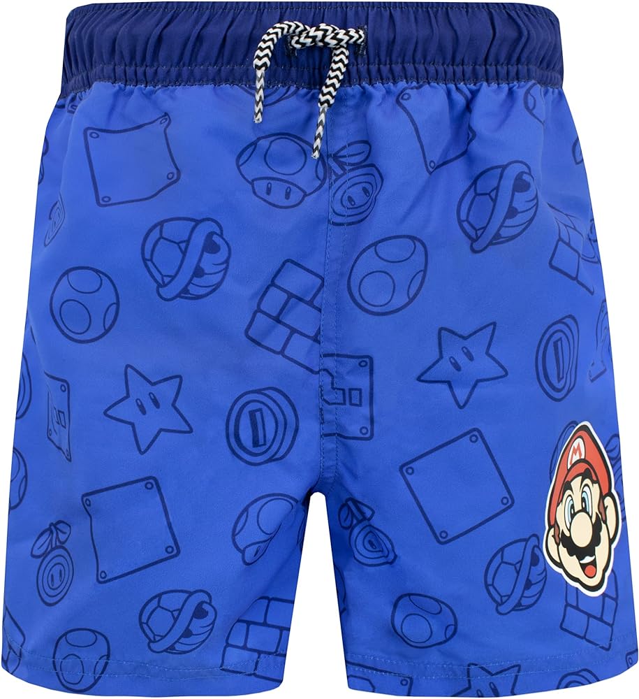 Super Mario Boys Swim Shorts Gaming Swimwear for Kids