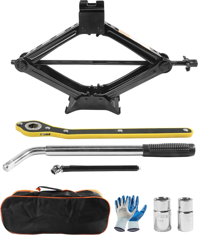 Car Jack Kit,Scissor Jack,Scissor Lift Jack for Car 2 Ton,Car Accessories Car Jack Tire Jack Tool Kit,Universal Car Emergency Kit with Lug Wrench,Portable Tire Changing Kit for Car Truck SUV